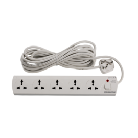 PES 5-Way Single Switch Universal Socket